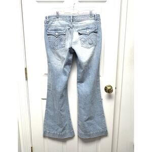 Bongo Jeans Flared Light Wash Flap Embroidered Pockets Juniors Size 13